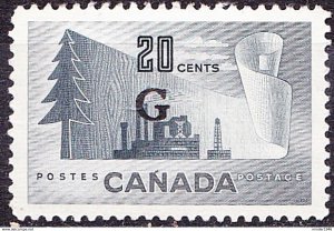 CANADA 1954 20c Grey 'G' Stamped SGO194 MH
