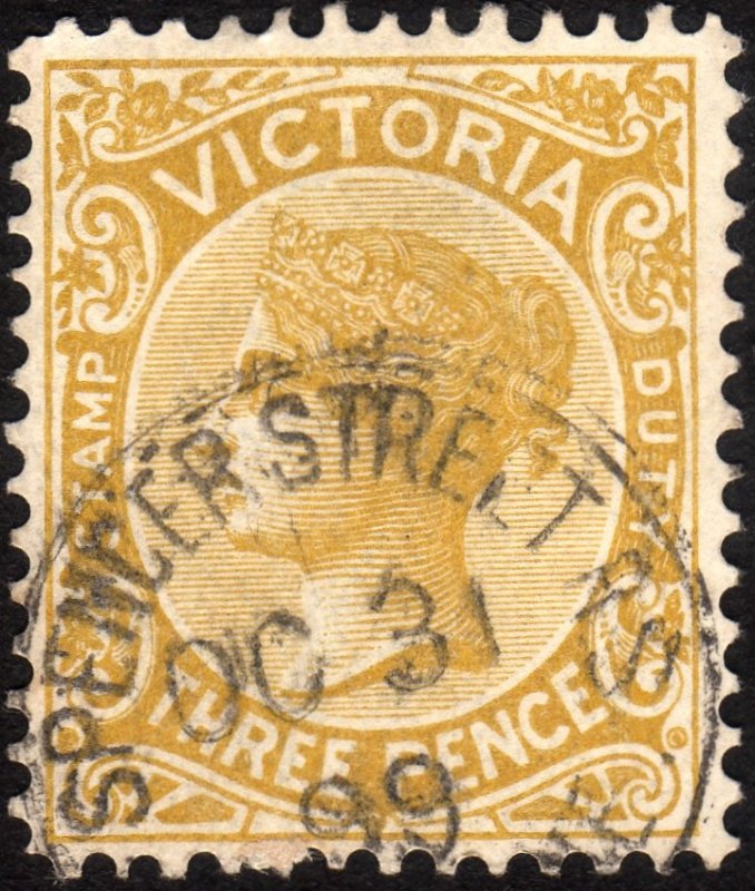 1885, Victoria 3p, Used, Sc 149a