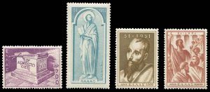 Greece #535-538 Cat$218, 1951 1900th Anniversary of St. Paul's Visit to Athen...