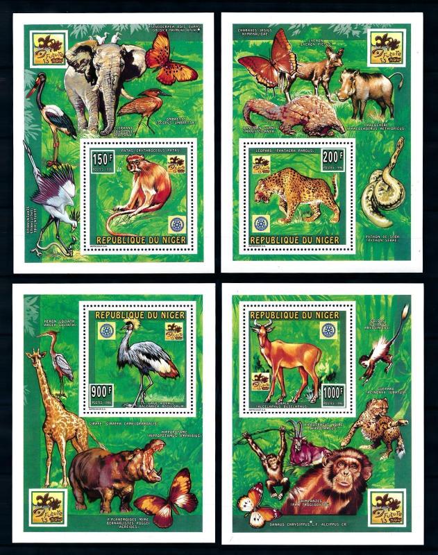 [76548] Niger 1996 World Jamboree Scouting Wild Life Butterflies 4 Sheets MNH