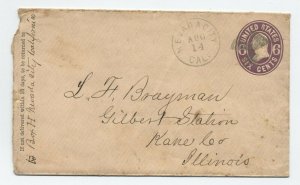 1860s Nevada City 6 cent stamped envelope to IL [6026.24]