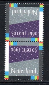 Netherlands Sc 765a 1990 tete-beche stamp pair mint NH