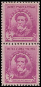 US 886 Famous Americans Artists Augustus Saint-Gaudens 3c vert pair MNH 1940