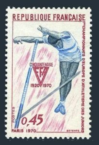 France 1284 block/4,MNH.Michel 1722. Junior Athletic Championships,1970.