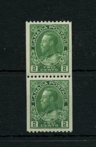 #133 two cent Admiral coil pair 1VF MH Lt crease, 1 VF MNH Cat$360 Canada mint 