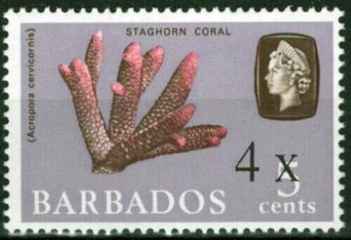 ZAYIX Barbados 327 MNH Surcharged Marine Life Coral 062723S28M