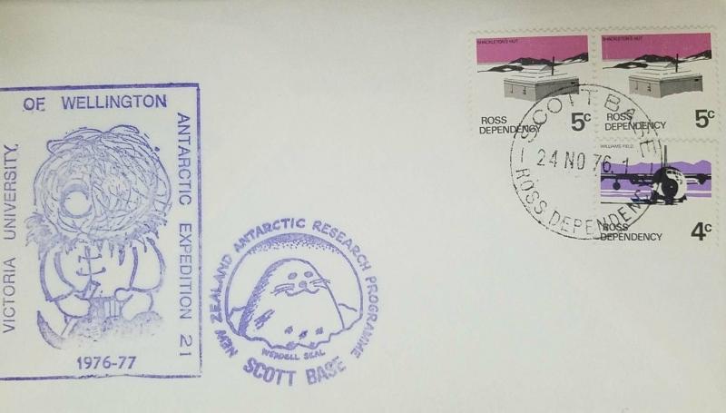 L) 1976 ROSS DEPENDENCY, SHACKLETON'S HUT, 5C, AIRPLANE, WILLIAMS FIELD, 4C