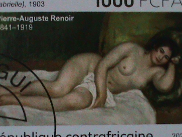 ​CENTRAL AFRICA-2021-FAMOUS NUDE ARTS PAINTINGS-BY FA,MOUS PAINTERS CTO SHEET VF