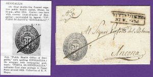 1826c Papal States FLS w/ & Scarce* UFFIZIO DI SANITA SENIGALLIA Cachet, MORE!