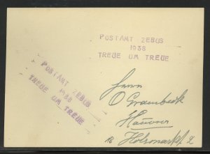 Germany Sudetenland Card, Zebus, 11-19-1938 