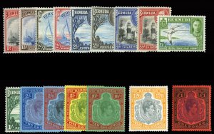 Bermuda #118-128 Cat$265.35, 1938-52 George VI, complete set of 16,  hinged