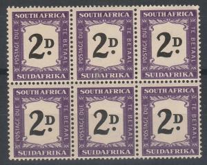 SOUTH AFRICA 1948 POSTAGE DUE 2D BLOCK NO HYPHEN MNH **