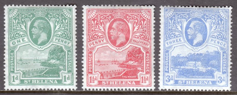 St. Helena - Scott #75-77 - MH - Diag. crease #76, gum wrinkle #77 - SCV $39.25