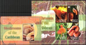 Antigua and Barbuda 2007 Mushrooms sheet + S/S MNH