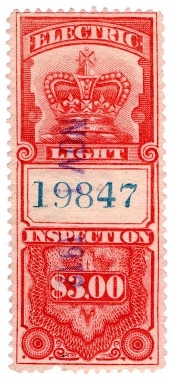 (I.B) Canada Revenue : Electric Light Inspection $3 (1895)