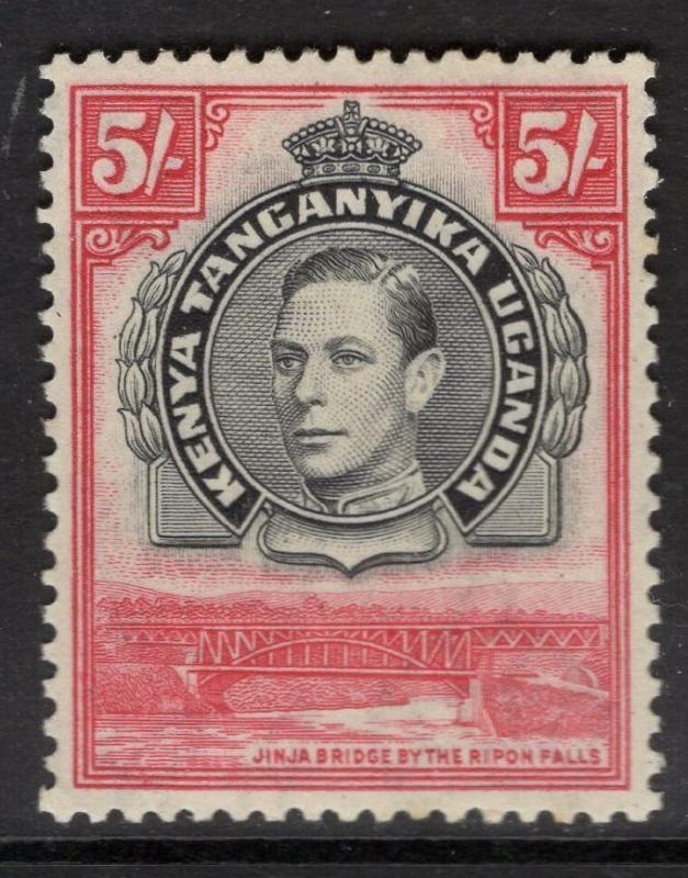 KENYA, UGANDA & TANGANYIKA SG148 1938 5/= BLACK & CARMINE p13¼ MTD MINT