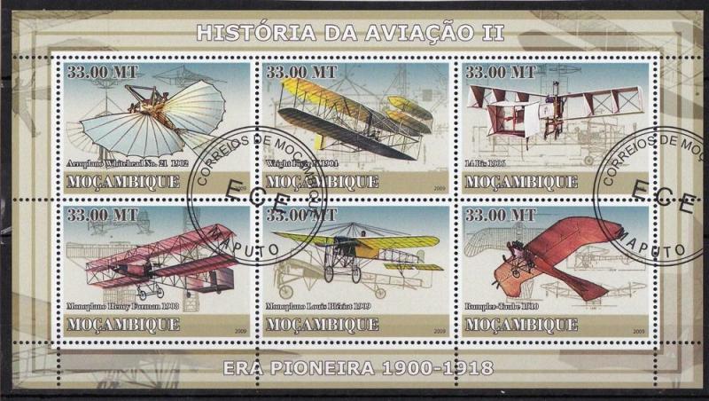 MOZAMBIQUE SHEET USED AVIATION AIRPLANES TRANSPORT