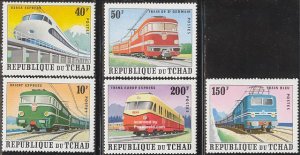 Chad 1972, Railways 5v, MNH