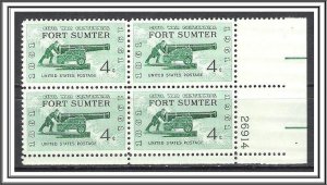 US Plate Block #1178 Fort Sumter MNH