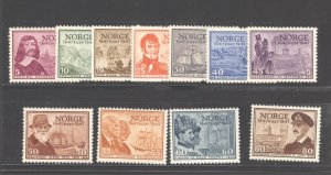 1947 Norway #279-289 Mint, Previously Hinged