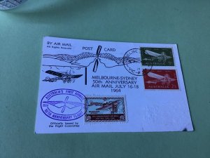 Australia  Melbourne Sidney 1964 pilot signed  Air mail stamps cover  Ref R22452