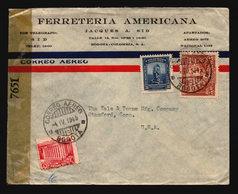 Colombia 1945 Censor Cover  - L1130