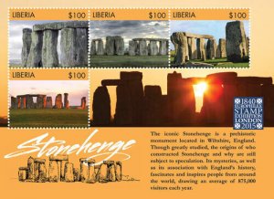 Liberia - 2015 - LONDON STAMP EXPO: STONEHENGE MONUMENTS - Sheet of 4 Stamps MNH