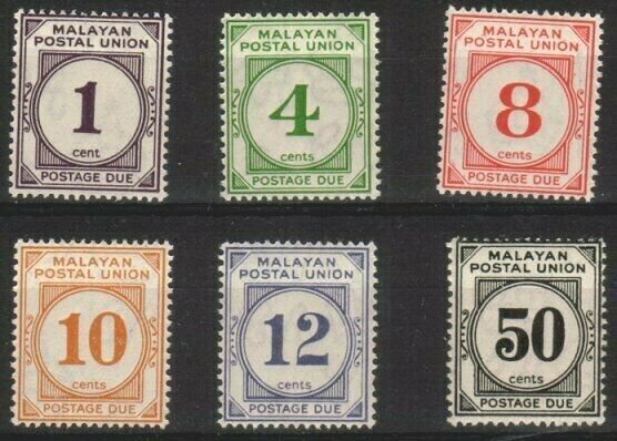 MALAYA POSTAL UNION 1936-38 Postage due set fine mint SG cat £160..........48834