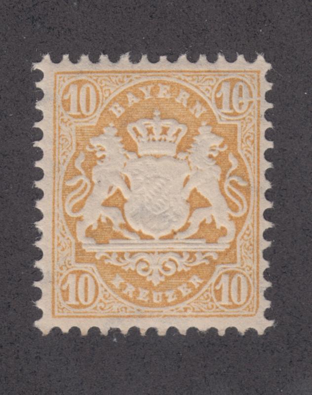 Bavaria Mi 35I MNH. 1875 10kr yellow Coat of Arms, Major Plate Fault in UR 10