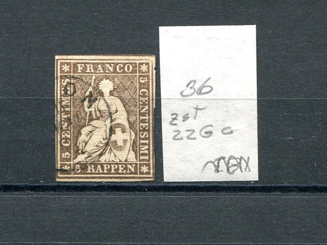 Switzerland  ZST 22ga  Used F-VF   - Lakshore Philatelics