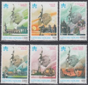 VATICAN Sc # 1056-61 CPL MNH - TRAVELS of POPE JOHN PAUL II