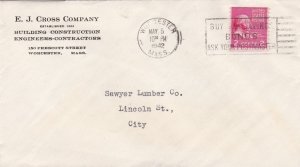 U.S. E. J. CROSS COMPANY, Construction & Contractors 1942 Stamp Cover Ref 47603