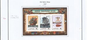 LATVIA - 1997 - Old Baltic Ships - Perf 3v Souv Sheet - Mint Lightly Hinged