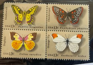 US 1977 Butterflies #1712-5 se-tenat blk of 4 mint