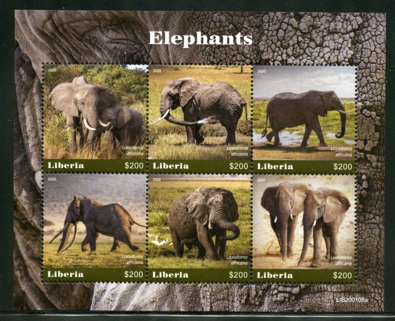 LIBERIA  2020 ELEPHANTS SHEET MINT NH