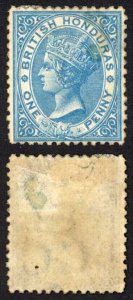 British Honduras SG6 1d Deep Blue Wmk crown CC Perf 12.5 MINT (thin)