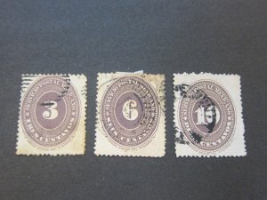 Mexico 1886 Sc 176,79,80 FU