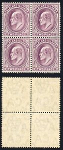 Falkland Is SG45 2d Purple U/M Block of Four  Cat 100++  pounds