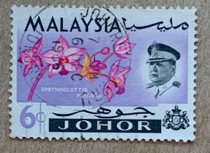 Johore 1965 6c Orchid, used. Scott 172, CV $0.25. SG 169