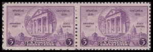 US 782 Statehood Arkansas 3c horz pair (2 stamps) MNH 1936