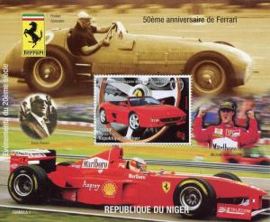 Niger 1998 MNH Ferrari 50th Anniv Michael Schumacher 1v S/S Cars Stamps