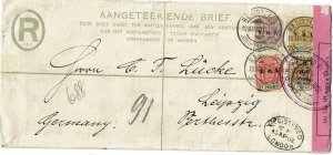 Transvaal 1902 Johannesburg cancel on registry envelope to Germany, censored