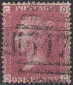 Great Britain Sg43 1d red Pl 168 Used cv £10  TF