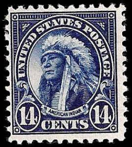 # 565 MINT HINGED DEEP BLUE AMERICAN INDIAN