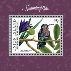 Union Island 2013 - Hummingbirds Stamp Souvenir sheet (#2) MNH