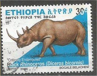 ETHIOPIA. 2005, used 30c, Rhinoceros Scott 1687