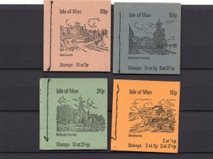 ISLE OF MAN 1973 YEAR SET OF 4 COMPLETE BOOKLETS W/PANES OF 2 STAMPS MNH