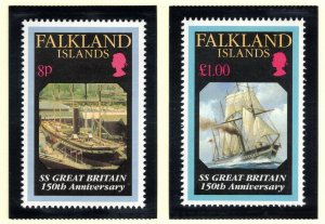 FALKLAND ISLANDS 1993 Liner Great Britain; Scott 582-83, SG 685-86; MNH