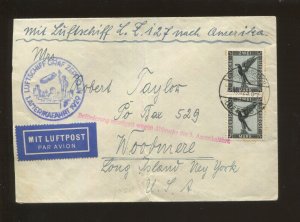 1929 Germany #C33 Pair to NYC Airship Graff Zeppelin Interrupted Flight Cover