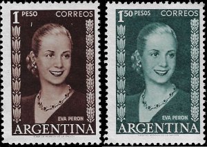 Argentina 1952 Sc 611-12 MNH vf Evita Peron